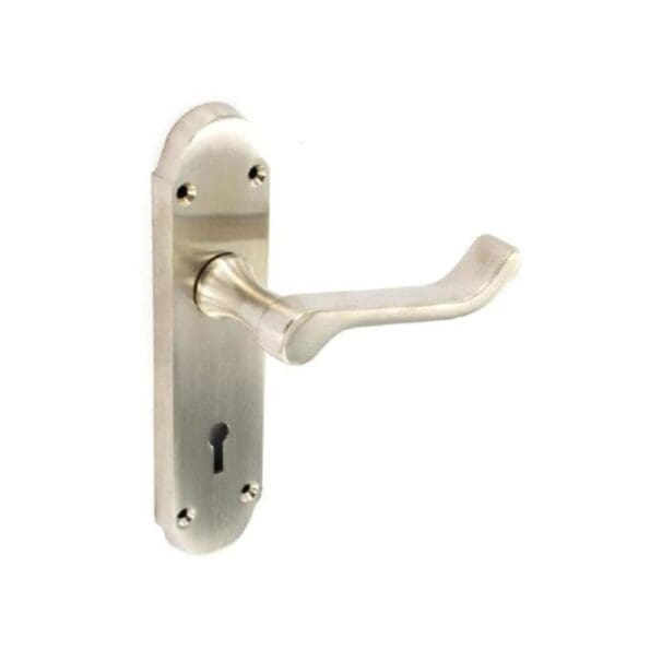 Brushed Nickel Shaped Lock Handles (1 Pair)