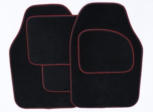 Velour Carpet Mat Set with Coloured Binding - 4 Piece