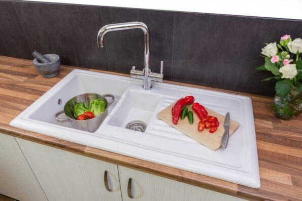 White Ceramic Reversible Sink