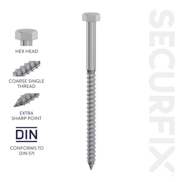 Coach Screws DIN571 M10 x 100mm