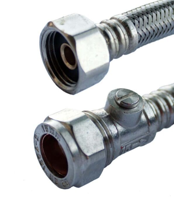 Flexi Tap Connector 15 x 15mm x 50cm + Iso Valve