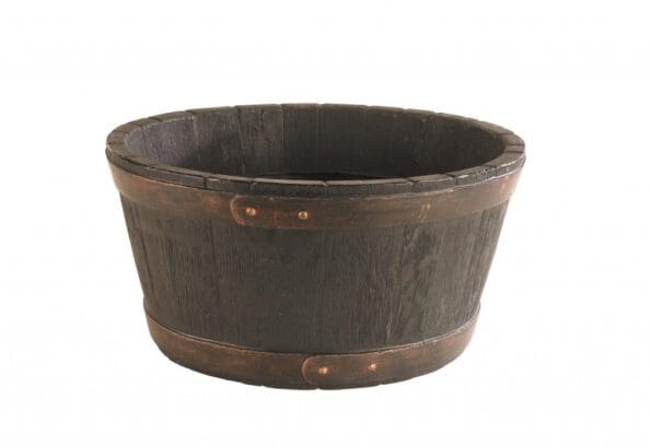 Round Oak Barrel Planter