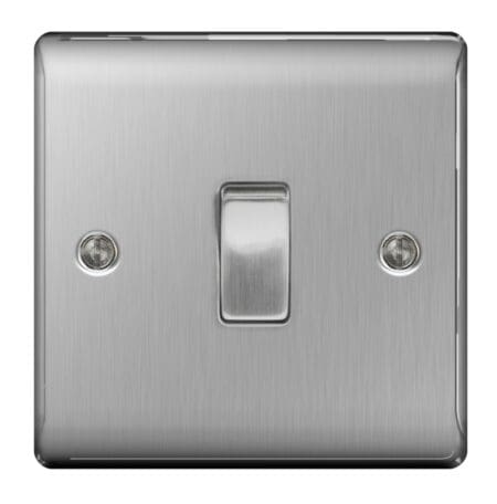 Brushed Steel 10ax Plate Switch 2 Way