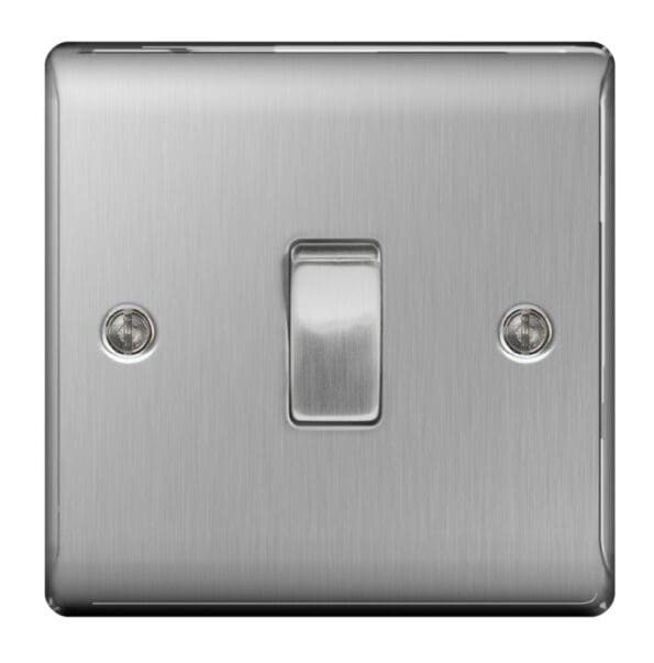 Brushed Steel 10ax Plate Switch Intermediate