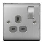 Brushed Steel Switched Socket 13a