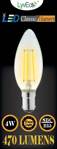 SBC Clear LED 4 Filament 470 Lumens Candle 2700K