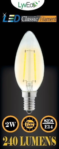 SES Clear LED 2Filament 240Lumens Candle 2700K