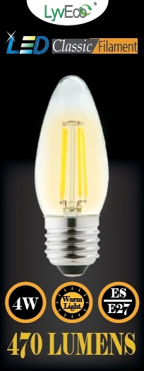 ES Clear LED 4 Filament 470 Lumens Candle 2700K