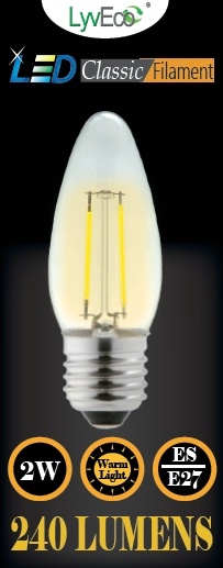 ES Clear LED 2 Filament 240 Lumens Candle 2700K
