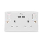 White Two Gang Switched Socket