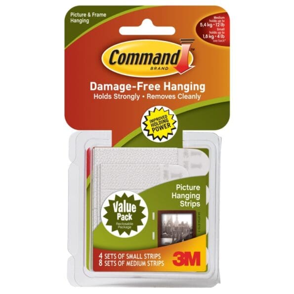 Small and Medium Picture Hanging Strips Value Pack