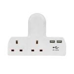 T-Shape 2 Way Adaptor With 2 USBs