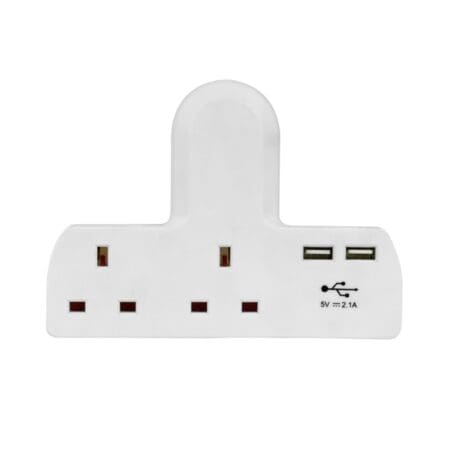 T-Shape 2 Way Adaptor With 2 USBs