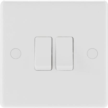 2 Gang 2 Way White Round Edge Switch