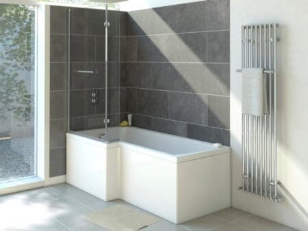 Solarna L Shape Bath Screen with Towel Rail