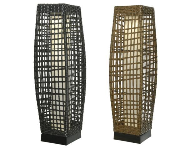 LED Solar Brown Wicker Lantern