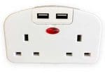 European To UK 2 Gang Socket With 2 USB's