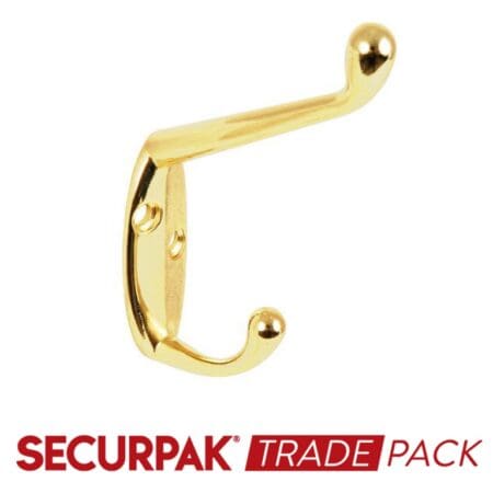 Hat & Coat Hook Brass Plated 105mm