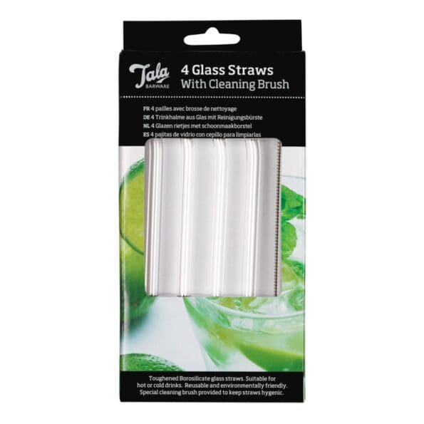 Barware 4 Bent Glass Straws