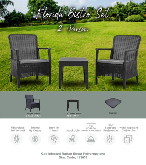 Florida Anthracite Bistro Set