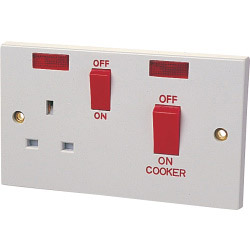 45A Cooker Panel with 13A Socket and Pilot Lamp to BS4177
