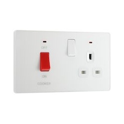 45a Double Pole Plastic Cooker Switch & Socket With LED