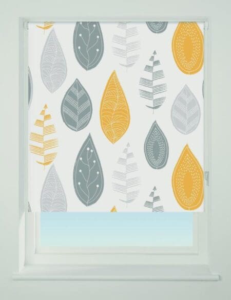 Pattern Blackout Roller Blind Leaf Yellow