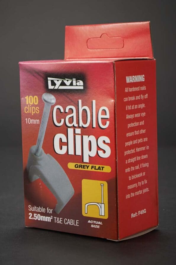 Grey Flat Cable Clips 10mm