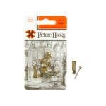 Original Patent Steel Picture Hooks - Brass Plated (Blister Pack)