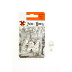 Hard Wall Picture Hooks - White (Blister Pack)
