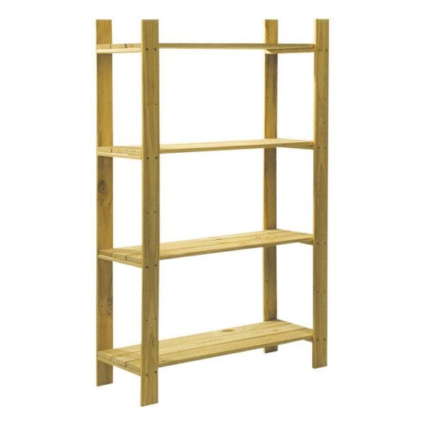 Natural Wood 4 Shelf Slatted Storage Unit